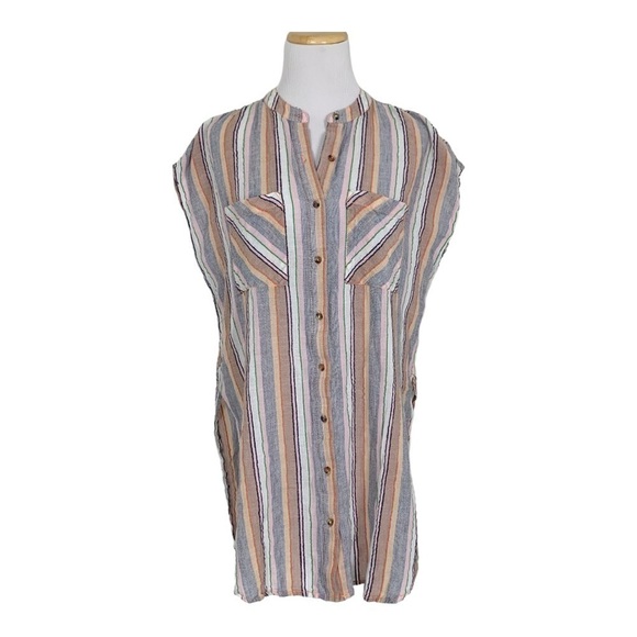 HOLDING HORSES Tops - Holding Horses Striped Tunic Top Long Shirt Tails Size Small